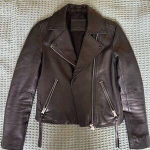 All Saints Dalby black leather jacket US size 2.